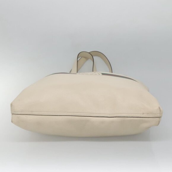 GUCCI Web Sherry Line Tote Bag Leather Ivory 572768 Auth mr1460 - Picture 6 of 16